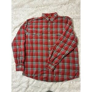 Nautica Jeans Co Mens XL Red Plaid Long Sleeve Button Down Cotton Shirt N-24057